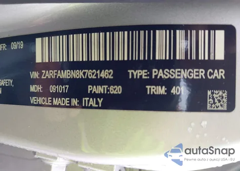 2019 Alfa Romeo Giulia Ti Sport Rwd z USA, uszkodzony, nr VIN ZARFAMBN8K7621462